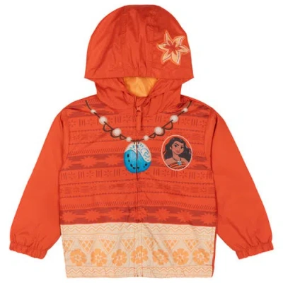 Disney Kids'  Moana Cosplay Hooded Windbreaker Jacket In Orange