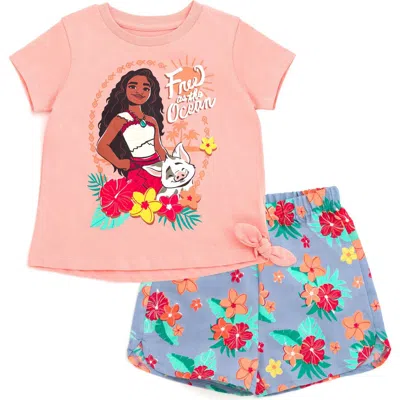 Disney Babies'  Moana T-shirt And Chambray Shorts Set In Multi