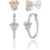 Disney Mommy & Me Silver Plated Hoops And Stud Earrings Set In Metallic