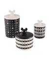 Disney Monochrome 3-piece Ceramic Jar Set, Black In Black