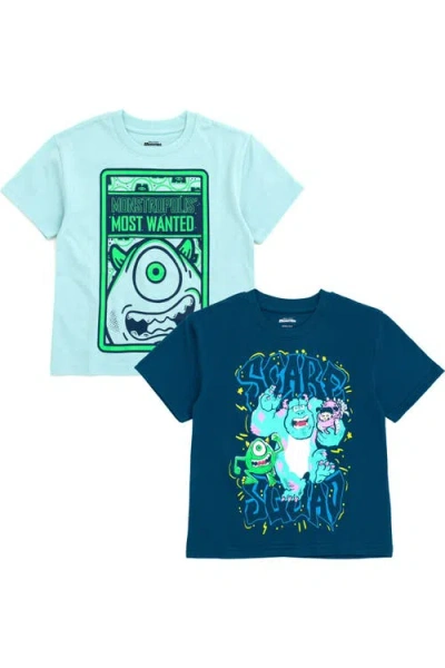 Disney Kids'  Monsters Inc. 2-pack Short Sleeve T-shirts In Mike Sulley Blue