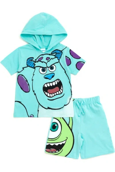 Disney Kids'  Monsters Inc. 2-piece Hooded Tee And Shorts Set In Blue