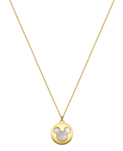 Disney Mother Of Pearl Mickey Mouse Pendant Necklace In Gold
