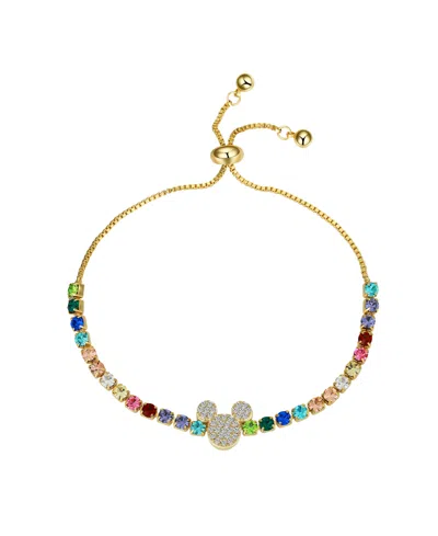 Disney Multi-color Crystal And Cubic Zirconia Mickey Mouse Bracelet In Gold