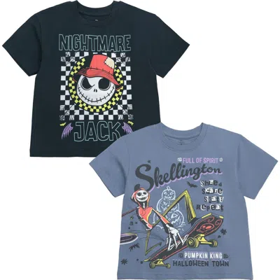 Disney Kids'  Nightmare Before Christmas 2-pack Short Sleeve T-shirts In Jack Slate Dark Grey