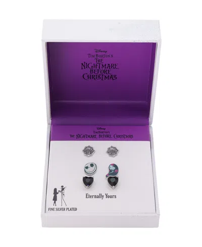 Disney Nightmare Before Christmas Crystal Earring Set In Silver