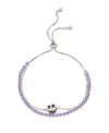 Disney Nightmare Before Christmas Cubic Zirconia Layered Adjustable Bolo Bracelet In Silver