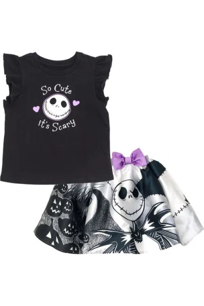 Disney Kids'  Nightmare Before Christmas Jack Skellington 2-piece Sleeveless Top And Skirt Set In Black