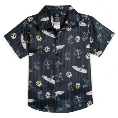 Disney Kids'  Nightmare Before Christmas Jack Skellington Short Sleeve Button-down Shirt In Black