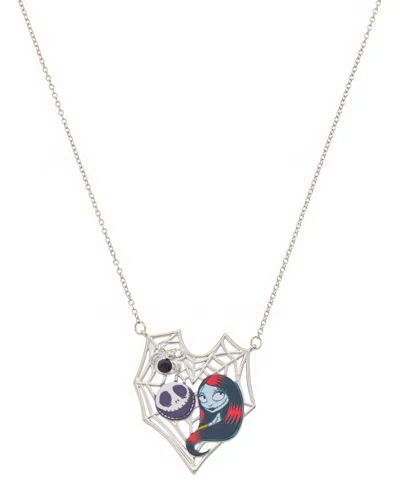 Disney Nightmare Before Christmas Sally And Jack Crystal Pendant Necklace In Silver