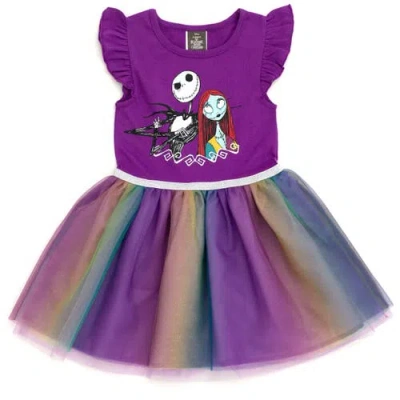 Disney Kids'  Nightmare Before Christmas Short Sleeve Tutu Dress In Purple