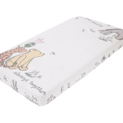 Disney Nojo  Classic Pooh Naturally Friends 100% Cotton Photo Op Fitted Crib Sheet In White