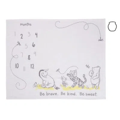 Disney Nojo  Classic Winnie The Pooh Baby Blanket In Gray;lime