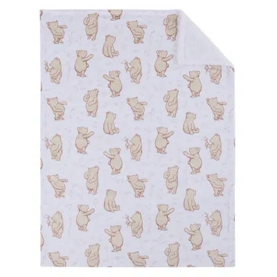 Disney Nojo  Classic Winnie The Pooh You Are So Loved Sherpa Baby Blanket, Ivory And Taupe In Tan