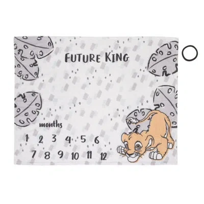 Disney Nojo  Lion King Simba Baby Blanket In White;gray;tan