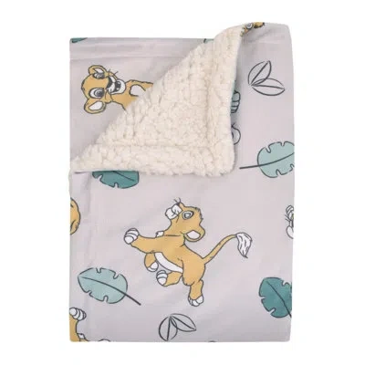 Disney Nojo  Lion King Simba Future King Super Soft Sherpa Baby Blanket In Yellow;pink;teal