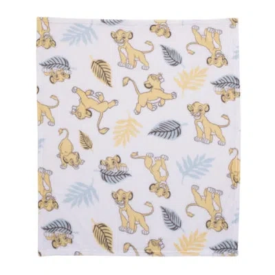 Disney Nojo  Lion King Super Soft Simba Leaves French Fiber Baby Blanket In Ivory
