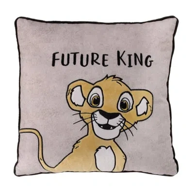 Disney Nojo  Lion King Taupe And Gold Simba Future King Embroidered Decorative Pillow
