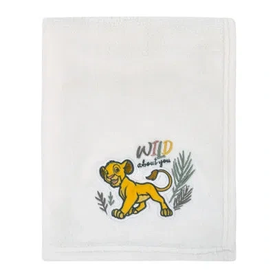 Disney Nojo  Lion King Wild About You Ivory Simba Super Soft Baby Blanket With Applique In White;yellow