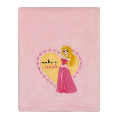 Disney Nojo  Make A Wish Princess Pink Heart Aurora Super Soft Baby Blanket In Yellow;pink