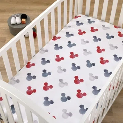 Disney Nojo  Mickeymouse Fitted Crib Sheet In Red,black,gray