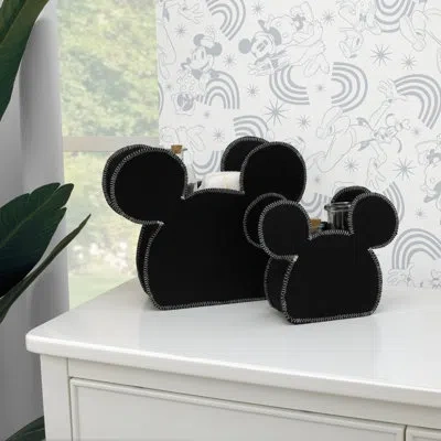 Disney Nojo  Mickeymouse Shaped 2 Pieces 100% Polyester Bin Set In Black
