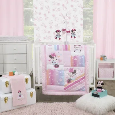Disney Nojo  Minnie Mouse Be Happy 3 Piece Crib Bedding Set In Pink
