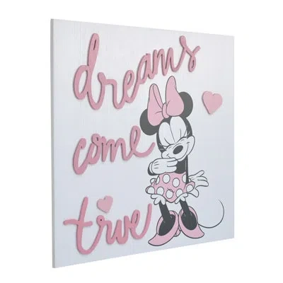 Disney Nojo  Minnie Mouse Dreams Come True Wood Wall Décor In White;pink
