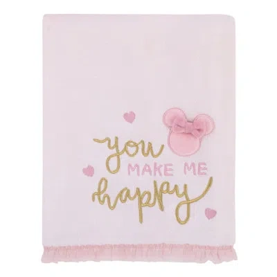 Disney Nojo  Minnie Mouse My Happy Place Pink Super Soft Appliqued Baby Blanket