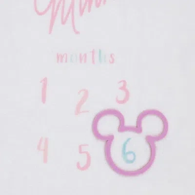 Disney Nojo  Minnie Mouse White, Pink, And Aqua Super Soft Milestone Baby Blanket