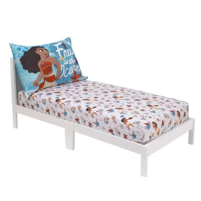 Disney Nojo  Moana Free As The Ocean 2pc Toddler Sheet Set, Fitted Sheet And Pillowcase In Brown;red;aqua