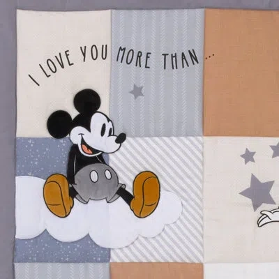 Disney Nojo  Mouse, Donald Duck And Pluto, Clouds And Stars 3 Piece Nursery Crib Bedding Set In Gray