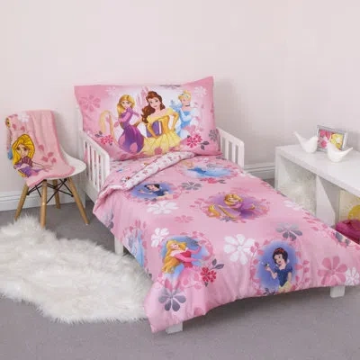 Disney Nojo  Pretty Pretty Princess 4 Piece Toddler Bed Set In Pink