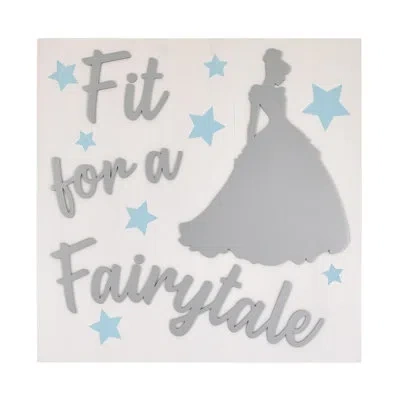 Disney Nojo  Princess "fit For A Fairytale" Cinderella Wall Décor In White;gray;light Blue