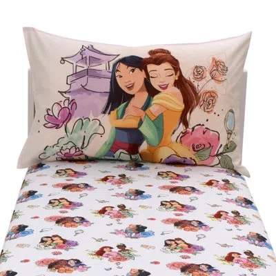 Disney Nojo  Princesses Courage And Kindness 2 Piece Fitted Crib Sheets In Pink