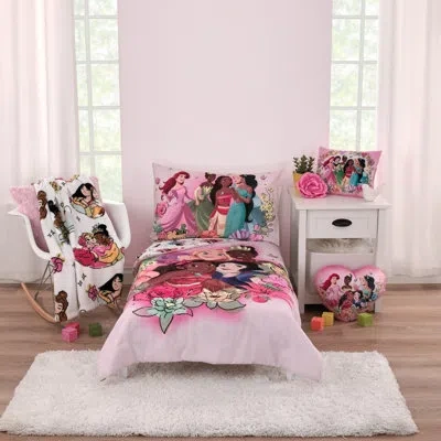 Disney Nojo  Princesses Courage And Kindness 4pc Toddler Bedding Set In Pink;teal