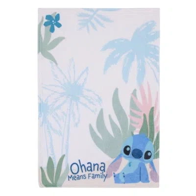 Disney Nojo  Stitch Ohana Means Family Super Soft Photo Op Baby Blanket In Blue;white;green