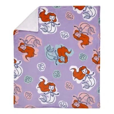 Disney Nojo  The Little Mermaid Ariel Super Soft Sherpa Baby Blanket In Lavender