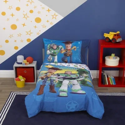 Disney Nojo  Toy Story 4 Toddler Bedding Set 4 Piece In Blue;brown;yellow