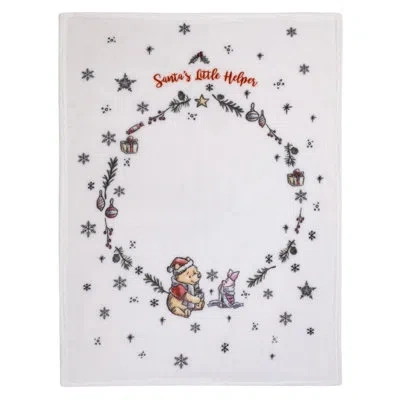 Disney Nojo  Winnie The Pooh And Piglet Christmas Holiday Wreath "santa's Little Helper" Photo Op Sup In White;gray;red