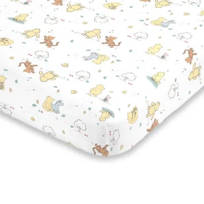 Disney Nojo  Winnie The Pooh Classic Pooh 100% Cotton Fitted Mini Crib Sheet In White