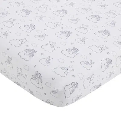 Disney Nojo  Winnie The Pooh Hello Sunshine Fitted Crib Sheet In White;gray