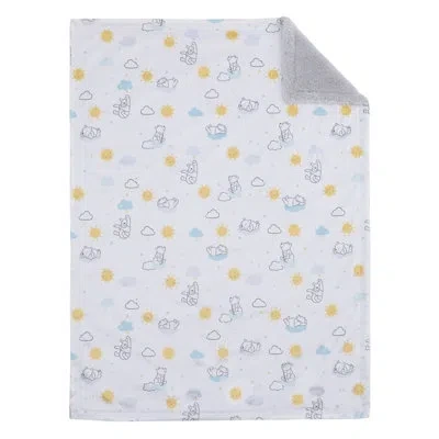 Disney Nojo  Winnie The Pooh Sunshine And Clouds Super Soft Velboa With Sherpa Back Baby Blanket In Gray