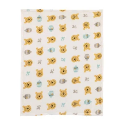 Disney Nojo  Winnie The Pooh Super Soft Plush Baby Blanket In Ivory