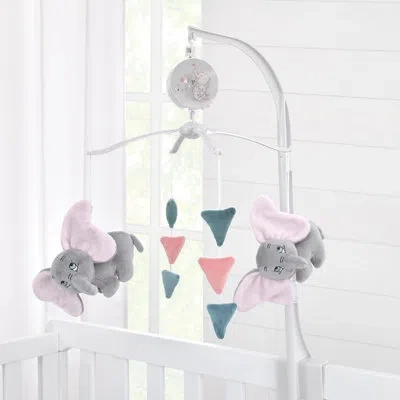 Disney Nojo Dumbo Hello Baby Circus Banner Musical Mobile In Blue;white;gray;pink