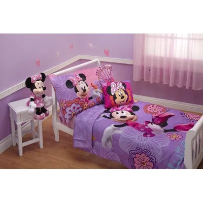Disney Nojo Minnie's Fluttery Friends 4 Piece Toddler Bedding Set In Purple
