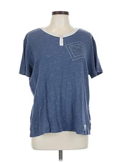 Pre-owned Disney Parks Short Sleeve Henley Shirt In Blue