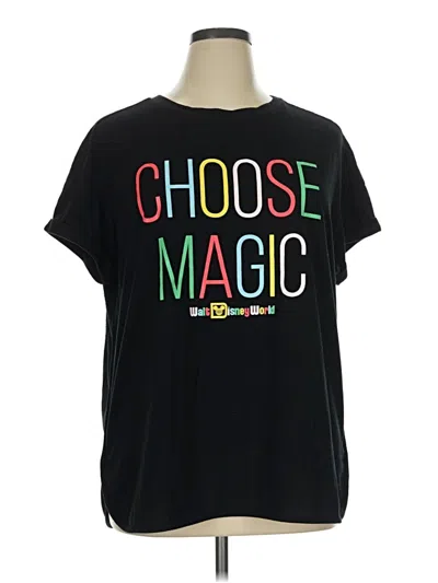 Pre-owned Disney Parks Short Sleeve Top Black Crew Neck Tops