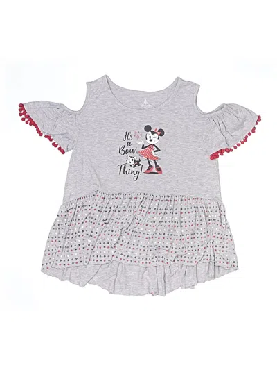 Pre-owned Disney Parks Kids' Short Sleeve Top Gray Ruffles Neckline Tops