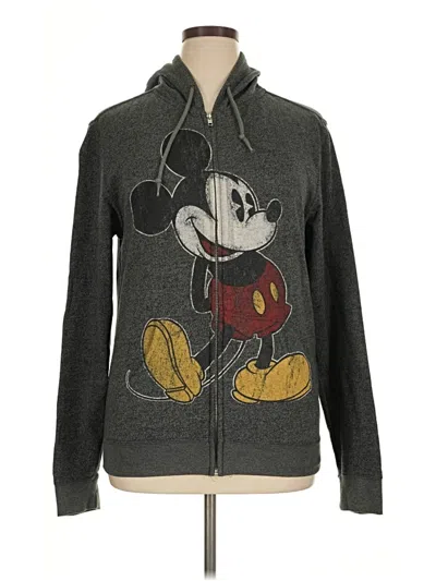Pre-owned Disney Parks Zip Up Hoodie In Gray